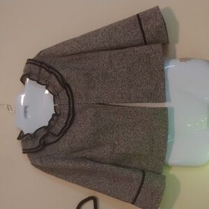 LOFT Gray Tweed Ruffle Collar Cropped Jacket